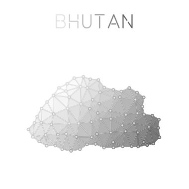 Bhutan çokgen vektör haritası.