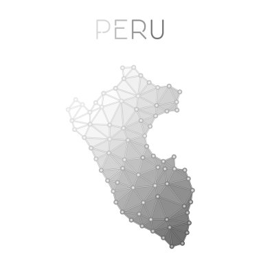 Peru çokgen vektör haritası.