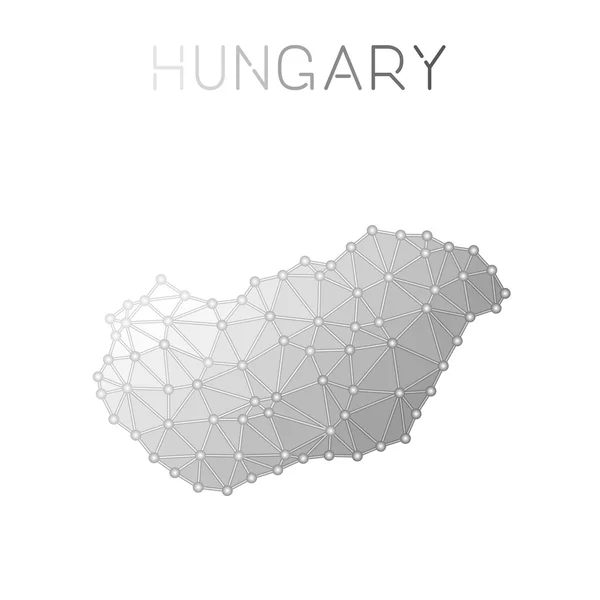 Hungría mapa vectorial poligonal . — Vector de stock