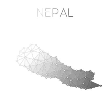 Nepal çokgen vektör haritası.
