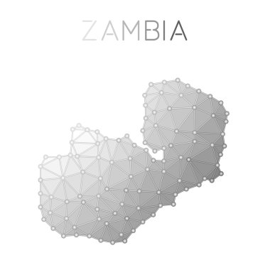 Zambia polygonal vector map.
