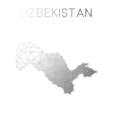 Özbekistan çokgen vektör haritası.