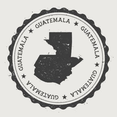 Ülke haritası ile Guatemala hipster yuvarlak kauçuk damga.