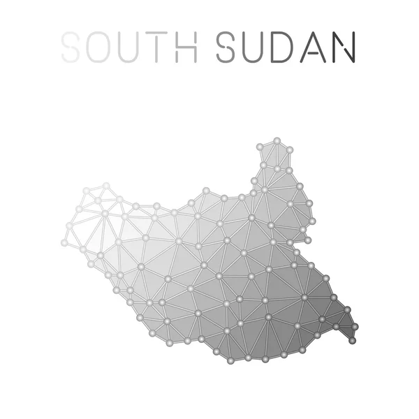 Mapa do vetor poligonal do Sudão do Sul . —  Vetores de Stock