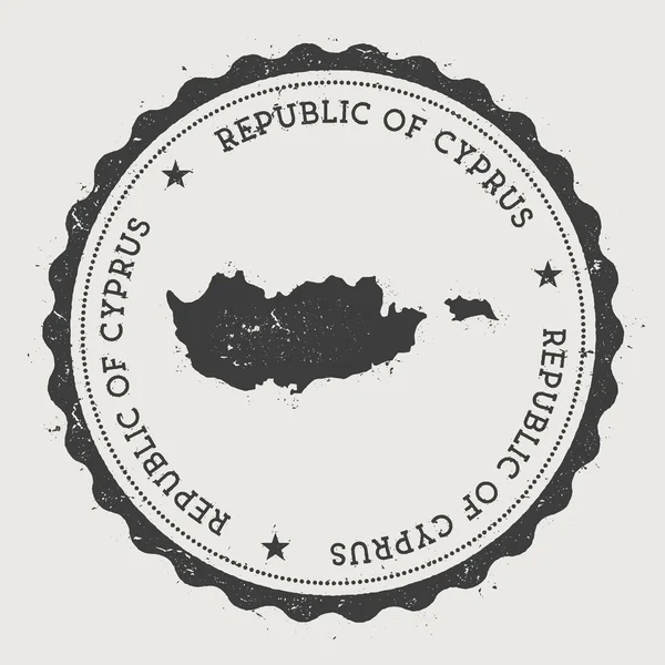 Cyprus hipster ronde rubber stempel met land kaart. — Stockvector