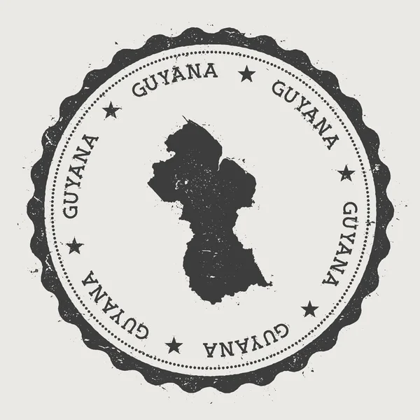 Guyana hipster ronda sello de goma con mapa del país . — Vector de stock