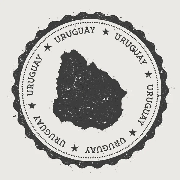 Uruguay hipster ronda sello de goma con mapa del país . — Vector de stock