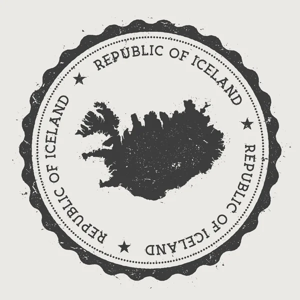 Islandia hipster ronda sello de goma con mapa del país . — Archivo Imágenes Vectoriales