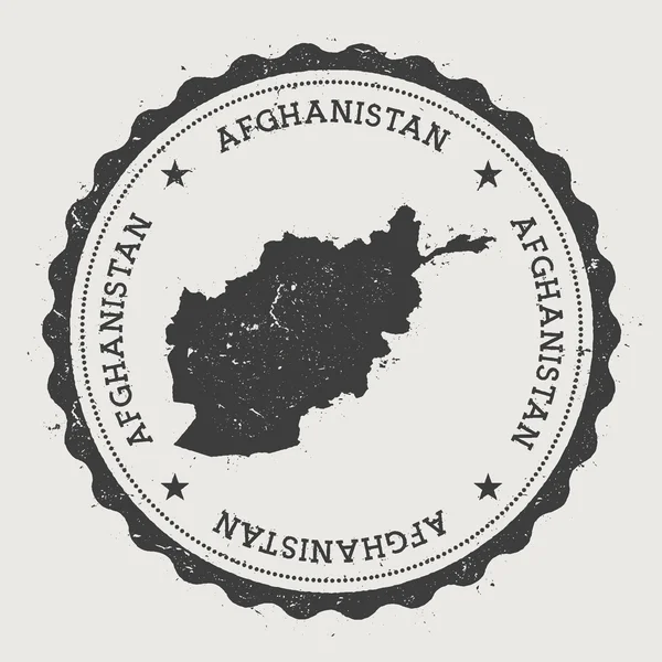 Afganistan hipster yuvarlak lastik damgası ile ülke harita. — Stok Vektör
