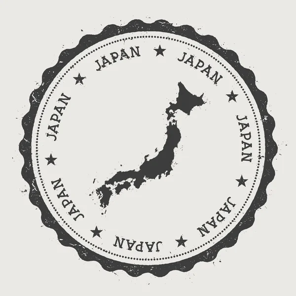 Japonya hipster yuvarlak lastik damgası ile ülke harita.