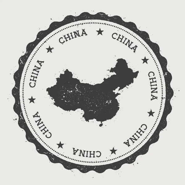 中国流行に敏感な丸いゴム印国の地図. — ストックベクタ