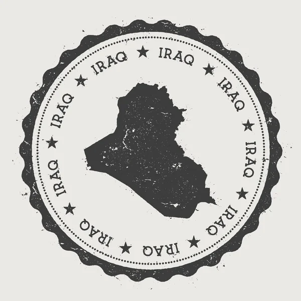 Irak timbre en caoutchouc rond hipster avec carte du pays . — Image vectorielle