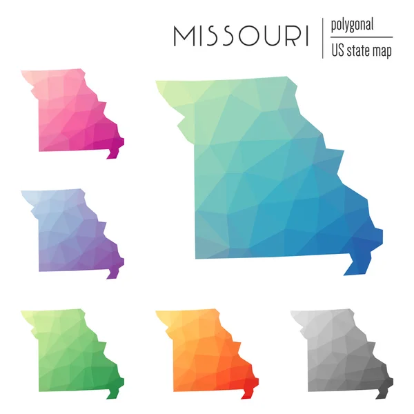 Ensemble de cartes vectorielles polygonales du Missouri . — Image vectorielle