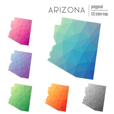Vektör poligonal Arizona haritaların seti.