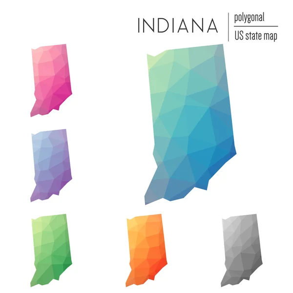 Vektör poligonal Indiana haritaların seti. — Stok Vektör