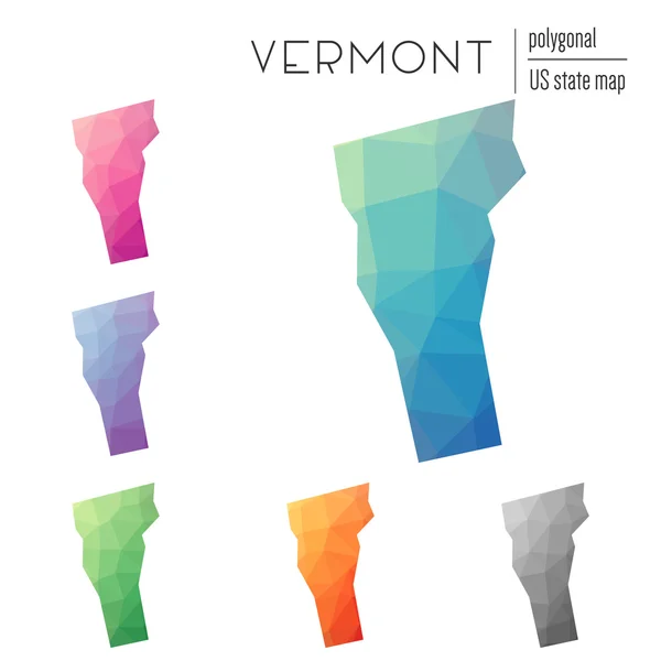 Σύνολο των διανυσματικών πολυγωνικό Βερμόντ χάρτες. — Διανυσματικό Αρχείο