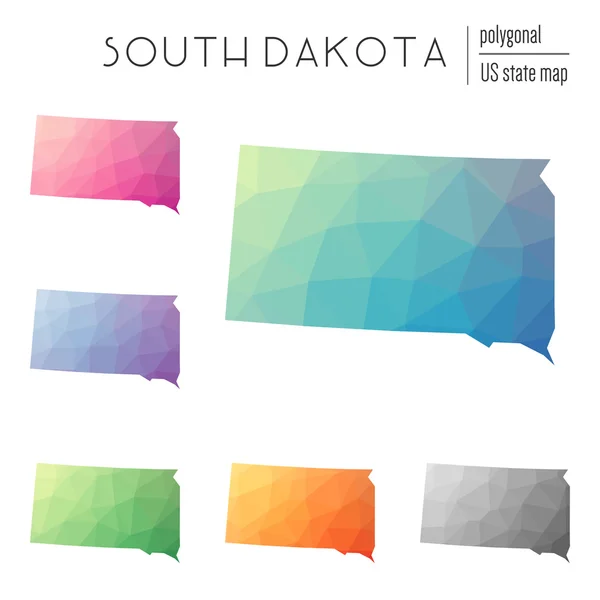 Serie di mappe del Dakota del Sud poligonale vettoriale . — Vettoriale Stock