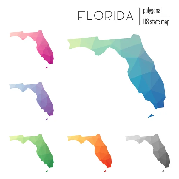 Conjunto de mapas poligonales vectoriales de Florida . — Vector de stock