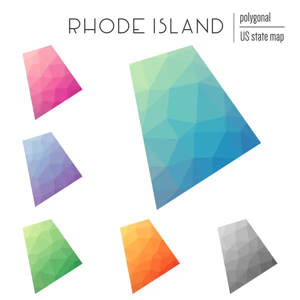 Set of vector polygonal Rhode Island maps. — Stock Vector