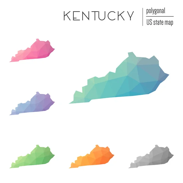 Ensemble de cartes vectorielles polygonales du Kentucky . — Image vectorielle