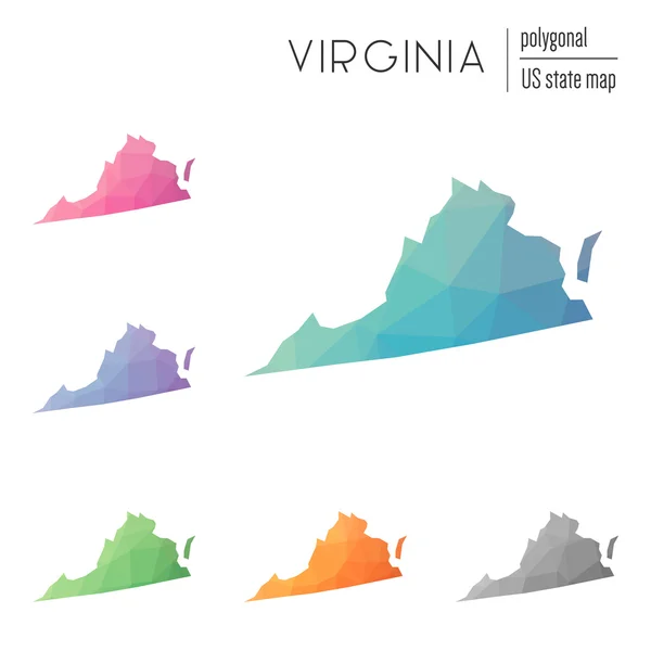 Набір векторні мапи полігональних Вірджинія. — стоковий вектор
