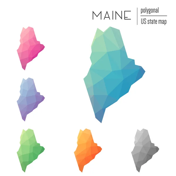 Ensemble de cartes vectorielles polygonales du Maine . — Image vectorielle