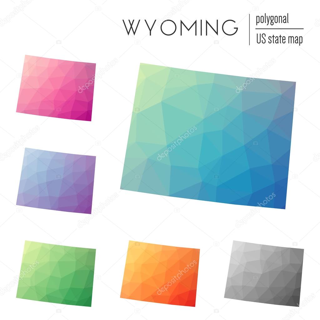 Set of vector polygonal Wyoming maps.