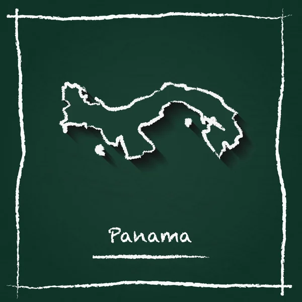 Panama outline vector map hand drawn with chalk on a green blackboard.