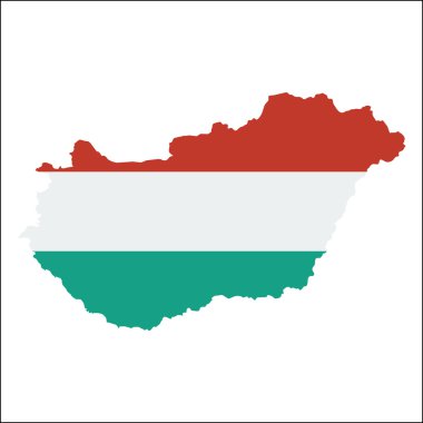 Ulusal bayraklı Macaristan yüksek çözünürlüklü harita.