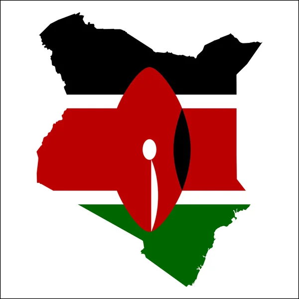 Ulusal bayraklı Kenya yüksek çözünürlüklü harita. — Stok Vektör