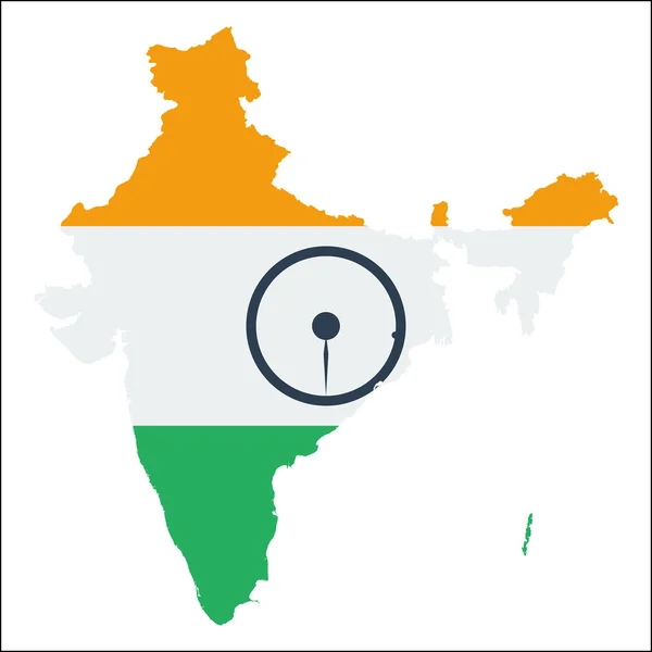 stock vector India high resolution map with national flag.