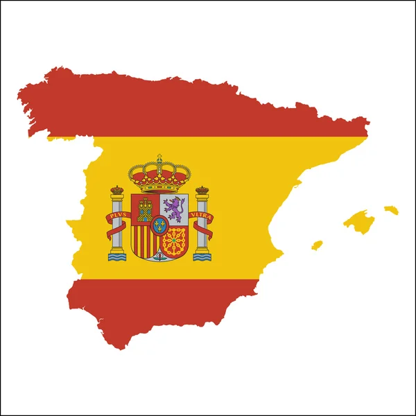 Spain high resolution map with national flag. — Stock Vector