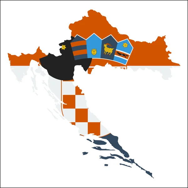 Croatia high resolution map with national flag. — Stock Vector