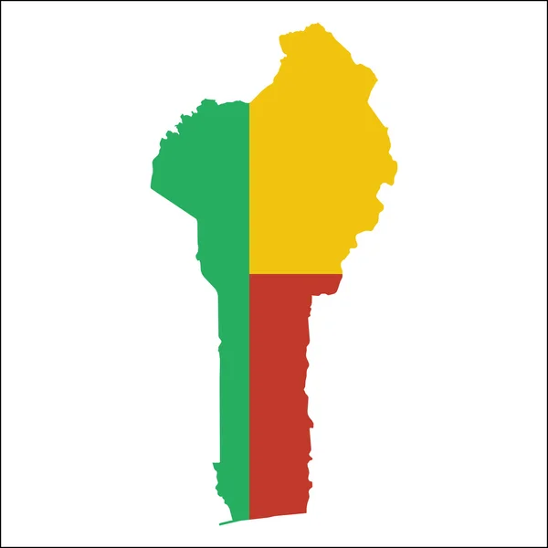 Benin högupplöst karta med nationell flagga. — Stock vektor