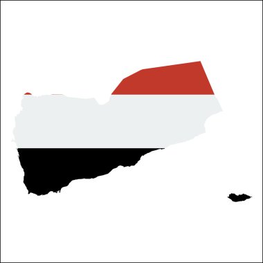 Yemen high resolution map with national flag.
