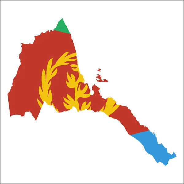 Eritrea high resolution map with national flag. — Stock Vector