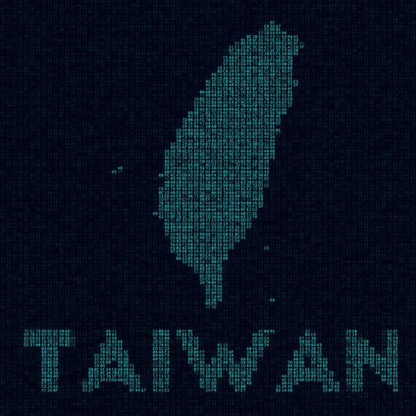 Taiwan tech map Symbole du pays en style numérique Cyber carte de Taiwan avec le nom du pays Elégant — Image vectorielle