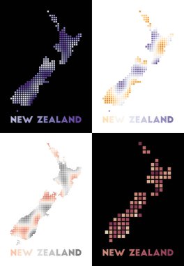 Yeni Zelanda haritası Yeni Zelanda haritası koleksiyonu ülkenin noktalı stil sınırlarını doldurdu
