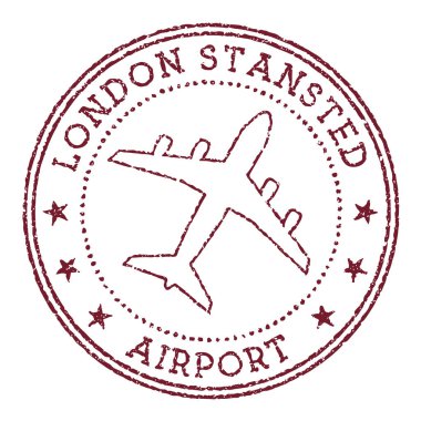 Londra Stansted Havaalanı damgalı Londra yuvarlak logo taşıyıcı illüstrasyonu