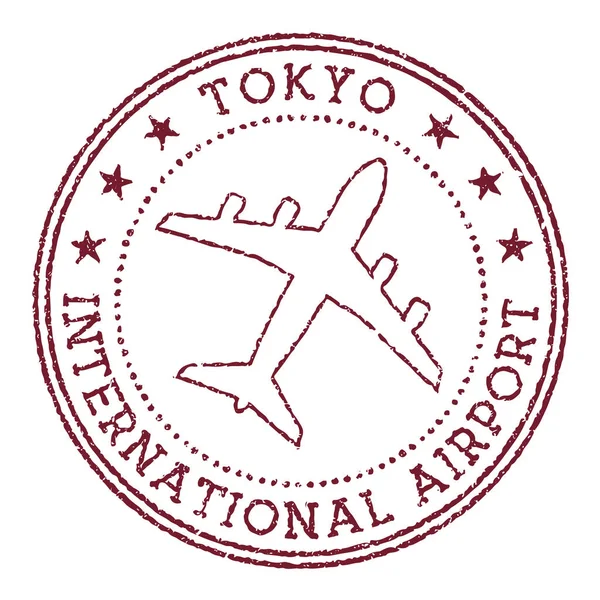 Tokyo Uluslararası Havaalanı damgası Tokyo yuvarlak logo taşıyıcı illüstrasyonu — Stok Vektör