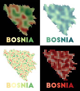 Bosna Haritası Haritası Haritası Ülkenin Noktalı Tarzı Kenarlarıyla Dolu