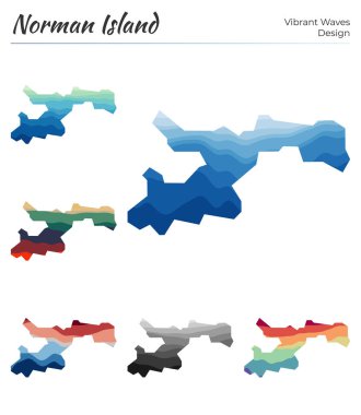 Norman Adası Vibrant dalgalarının vektör haritaları geometrik pürüzsüz adanın parlak haritasını dizayn ediyor