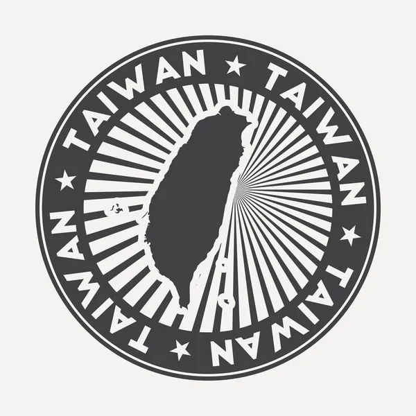 Тайваньский круглый логотип Винтажный дорожный бейдж с круговым названием и картой страны вектор — стоковый вектор