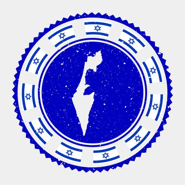 ( 영어 ) Israel grunge stamp Round logo with map and flag of Israel Country stamp Vector illustration — 스톡 벡터