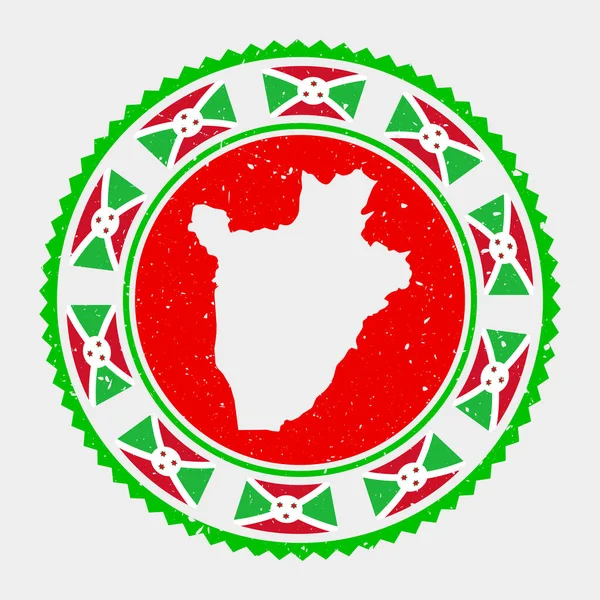 Burundi grunge razítko Kulaté logo s mapou a vlajkou Burundi Country razítko Vektorová ilustrace — Stockový vektor