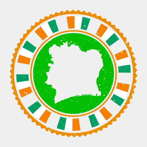 Slonovinové pobřeží Grunge razítko Kulaté logo s mapou a vlajkou Pobřeží slonoviny Země razítko Vektor — Stockový vektor