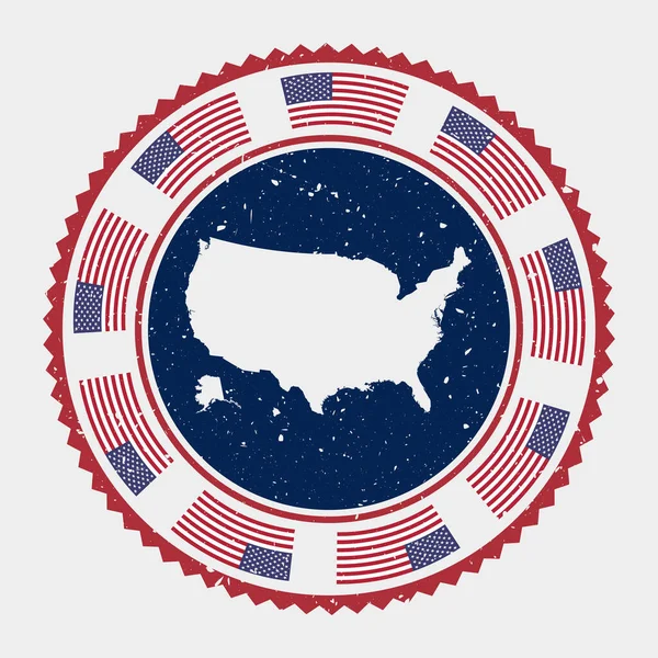 USA grunge stamp Round logo with map and flag of USA Country stamp Vector illustration