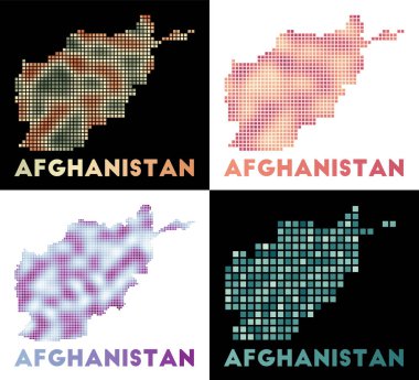 Afganistan haritası Afganistan haritası koleksiyonu ülkenin noktalı stil sınırları dolduruldu