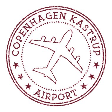 Kopenhag Kastrup Havaalanı damgalı Kopenhag yuvarlak logo taşıyıcı illüstrasyonu