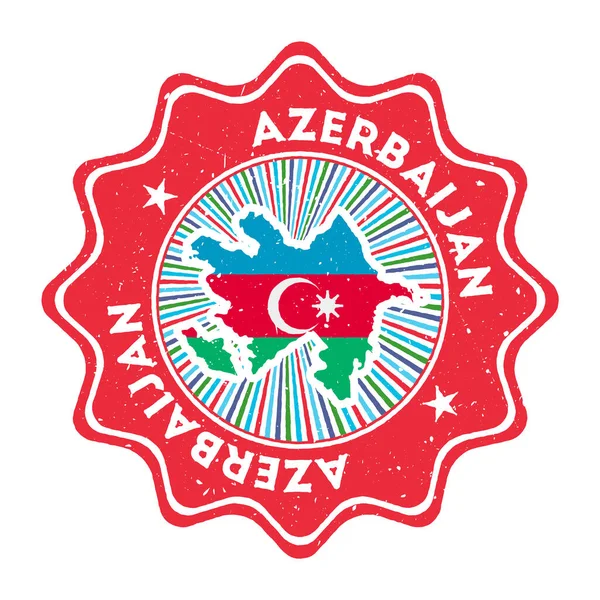 Azerbaijão carimbo grunge redondo com mapa do país e bandeira do país Emblema vintage com texto circular —  Vetores de Stock
